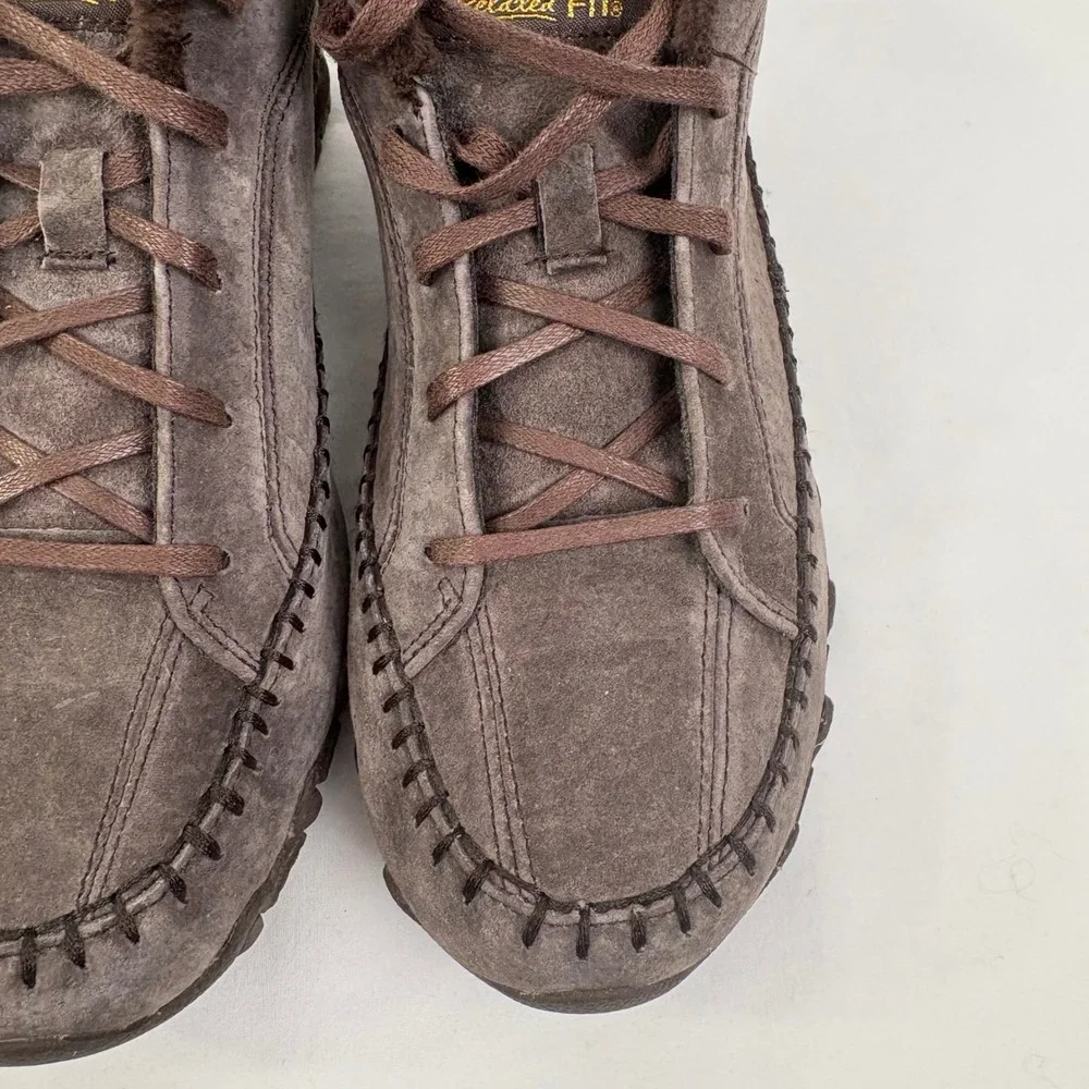Skechers Bikers Totem Brown Leather Faux Fur Lined Ankle Boots Womens 8.5